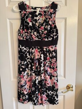Soma Black Midi Dress with Pink Floral Print
